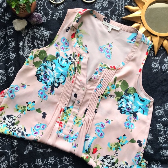 Daniel Rainn Tops - Daniel Rainn-Floral Sleeveless Pink Blouse Top-
